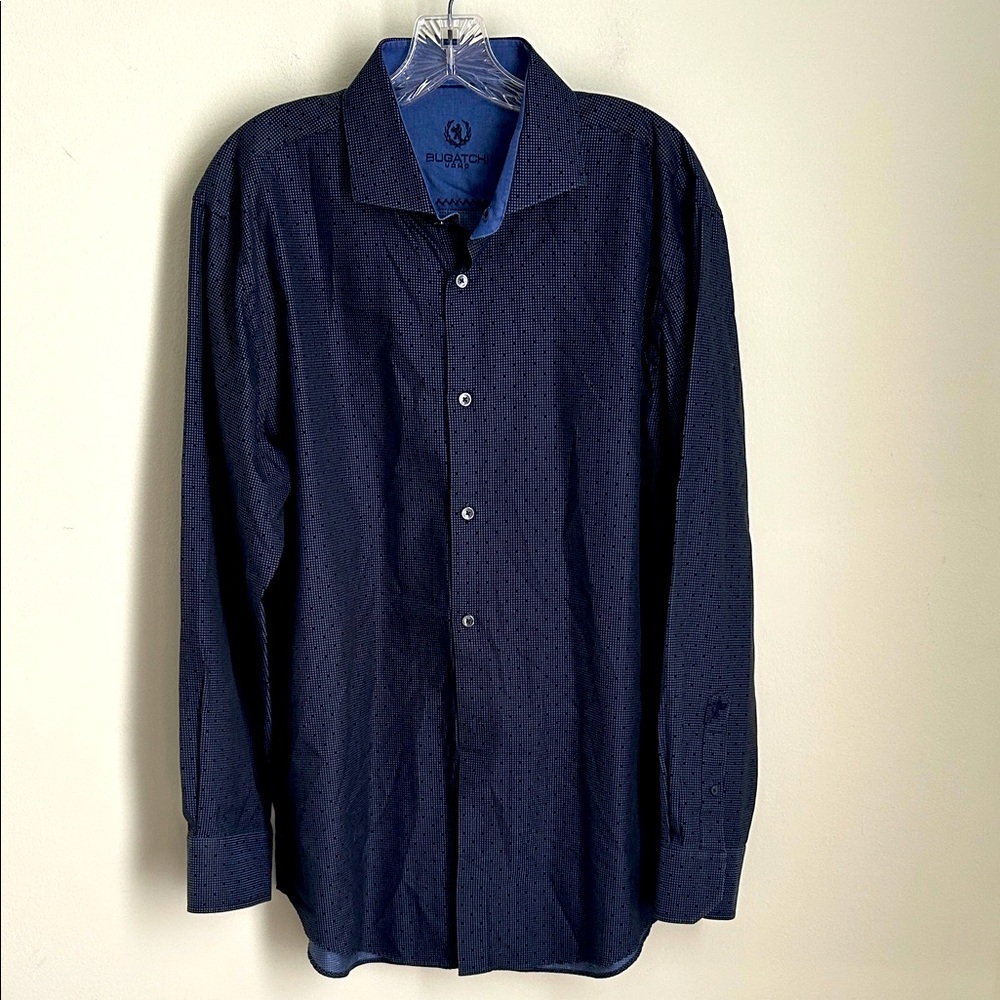 Bugatchi Dark Blue Casual Button-Down Shirt